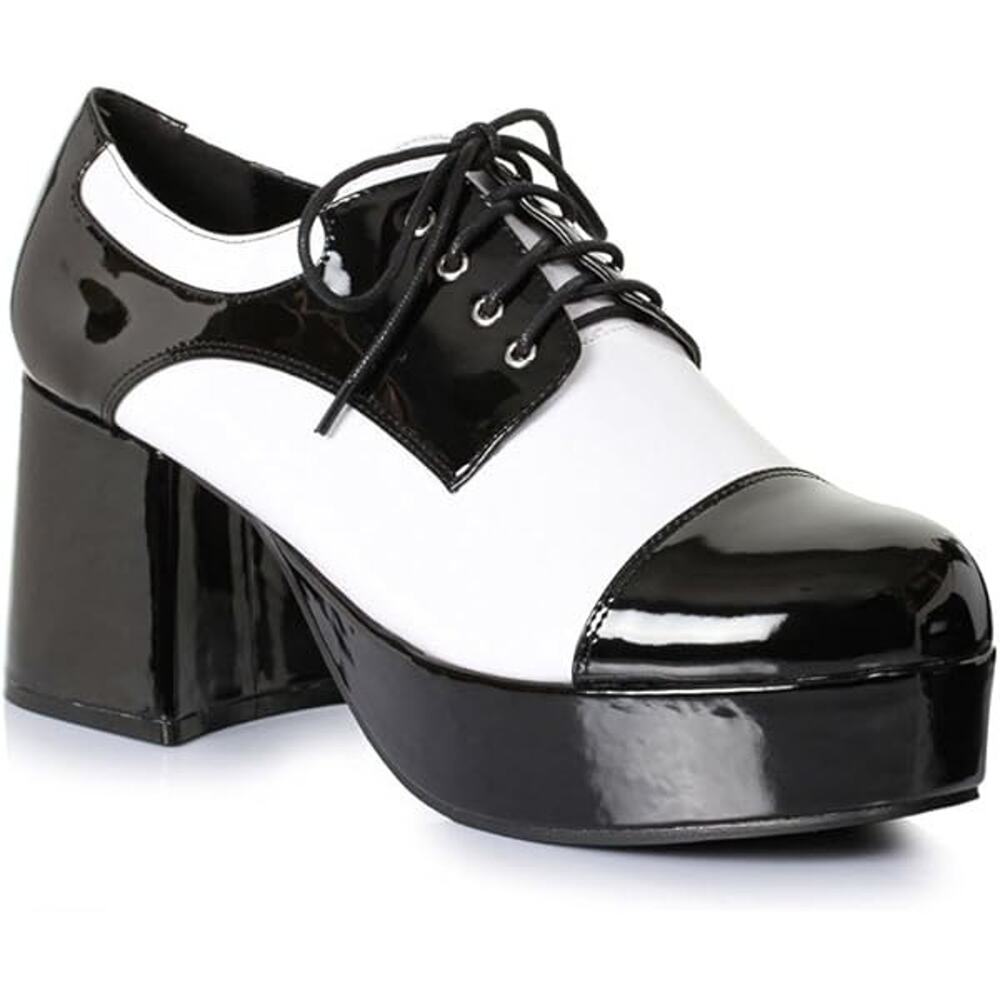 Ellie 1031 Men's 10/11 Freddy 1970s Platform Disco Costume Shoes 3" Heel Black